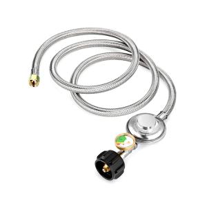 5 Feet QCC Propane Regulator Tank Hose with Gauge for Firepit Grill Stove