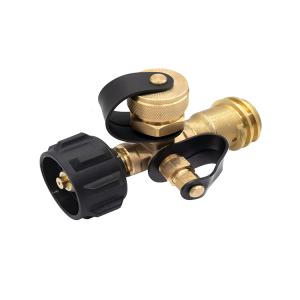 Propane Brass Tee with 4 Port Adapter for Motorhose Tank RV Camping