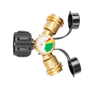 Propane tank adapter splitter with shut off valve 2+1 ways connection